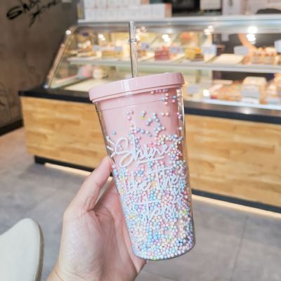 Doppelwand 550ml Bpa-frei Glitter Eiscreme Tumbler für Reise-freundlich