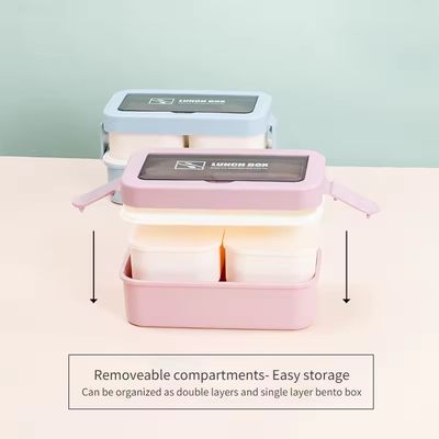 Umweltschonende Vorteile Mehrfachverwendbare tragbare Plastik-Bento-Lunchbox für alle Altersgruppen