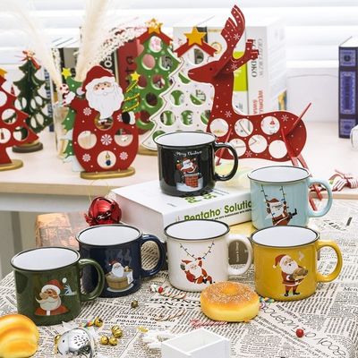 Custom Logo 14 oz Keramik Weihnachtsbecher tragbar wiederverwendbar Spaß Schokoladenbecher Weihnachtsgeschenk