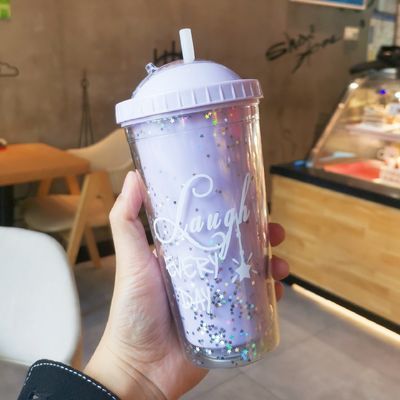 Minimalistischer Design-Stil Doppelwand-Saft-Tumbler mit Stroh für die Bequemlichkeit von Mädchen