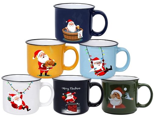 MUGS 14oz Keramik Weihnachtswasserbecher Tragbares benutzerdefiniertes Logo Wiederverwendbarer lustiger heißer Schokoladenbecher Weihnachtsgeschenke