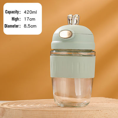 Personalisiertes Logo Akzeptabel, tragbar, wiederverwendbar, umweltfreundlich, Glas-Wasserbecher mit Stroh