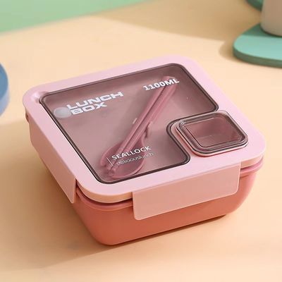 Wiederverwendbare tragbare Plastik-Bento-Lunchbox für alle geeigneten Personen im Schulstil