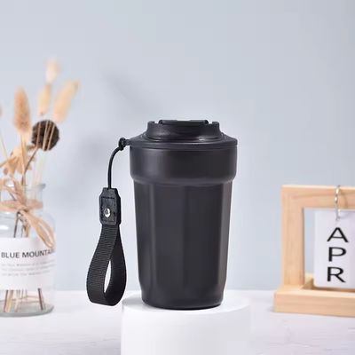 Custom Logo Becher Edelstahl Tumbler 420ml Reisekuppe mit Deckel und Seil mit Seil