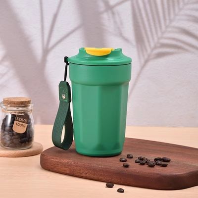 Custom Logo Becher Edelstahl Tumbler 420ml Reisekuppe mit Deckel und Seil mit Seil