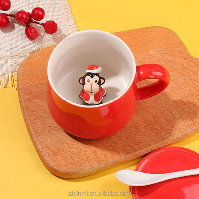 Handgefertigte Keramik-Tasse niedliche Tier 3D Trinkbecher für Tee Kaffee Geschenk