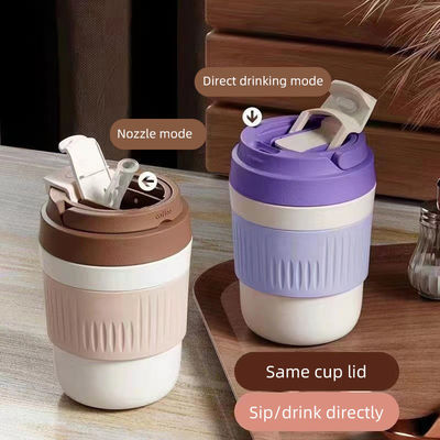 400 ml/550 ml tragbare Kaffeetassen Wiederverwendbare Kaffeetasse mit Deckel und Stroh 2024 Design