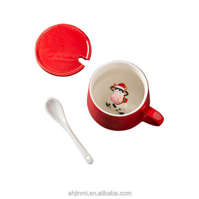 Handgefertigte Keramik-Tasse niedliche Tier 3D Trinkbecher für Tee Kaffee Geschenk