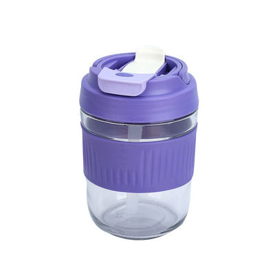 Akzeptabler OEM/ODM 400/550ml Spülsicherer Doppeltrinkglasbecher mit Silikonhüllen