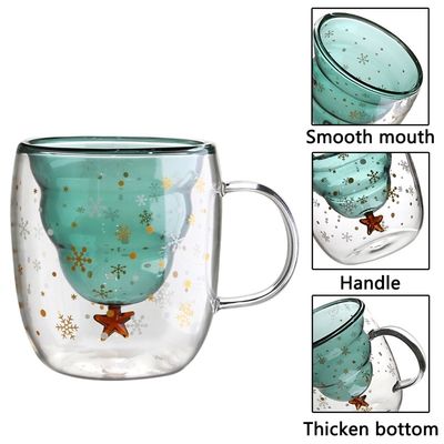 200 ml / 300 ml Weihnachtsgeschenk Doppelglasbecher mit Deckel Hochborosilikat Kaffeebecher