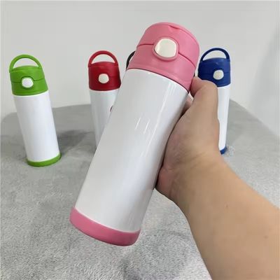 253g Doppelwand-Edelstahl Sublimation Kinder Vakuumthermosflasche mit Strohdeckel