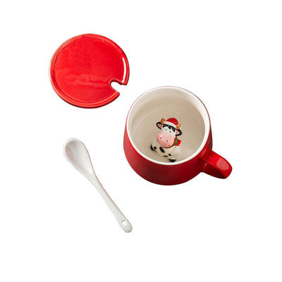 Custom 350ml Keramik Kaffeetasse mit Deckel und Griff in minimalistischen Party-Feiertagsdesign