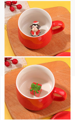 Custom 350ml Keramik Kaffeetasse mit Deckel und Griff in minimalistischen Party-Feiertagsdesign