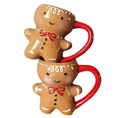 Weihnachtstag Custom 300ml Süßes Lebkuchen Mannform Kuscheltasche Keramik Kaffeetasse