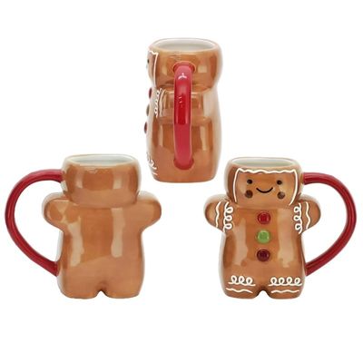 Weihnachtstag Custom 300ml Süßes Lebkuchen Mannform Kuscheltasche Keramik Kaffeetasse