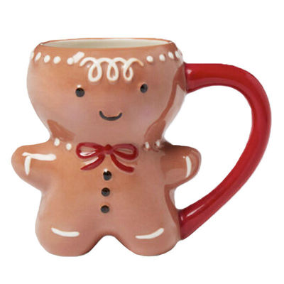 Weihnachtstag Custom 300ml Süßes Lebkuchen Mannform Kuscheltasche Keramik Kaffeetasse