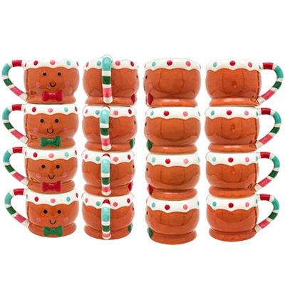 Weihnachtstag Custom 300ml Süßes Lebkuchen Mannform Kuscheltasche Keramik Kaffeetasse