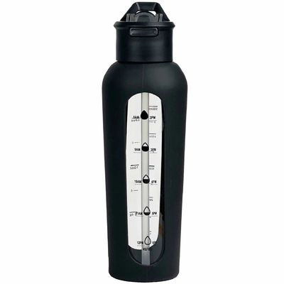700 ml/1000 ml tragbare Glasflaschen mit individuellem Logo mit Silikonhüllen und Zeitstempel