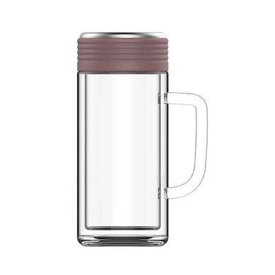 Klassischer Stil Transparentes Glas Isoliertes Wasserbecher mit Griff und Teekabinen