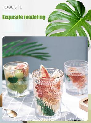 380 ml Retro-Gold-Border-Glas-Tasse Sonnenblume-Glas-Glas-Tasse