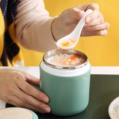 Isolierter Frühstücksbecher Lebensmittelkrug 400ml Cute Design Style Thermos Lunchbox mit Löffel