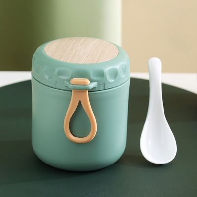 Isolierter Frühstücksbecher Lebensmittelkrug 400ml Cute Design Style Thermos Lunchbox mit Löffel