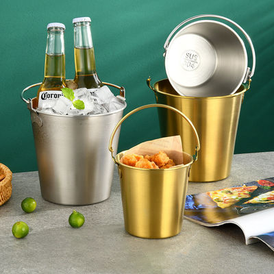 304 Edelstahl Eisbehälter für Bier und Champagner Gold Mini-Fritten Snack-Eimer