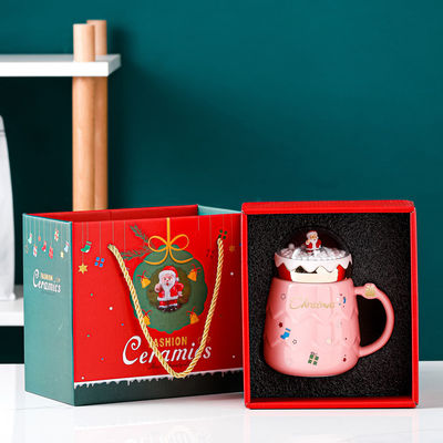 Keramik-Emaille-Tumbler-Set Rote Tasse zum Weihnachtsgeschenk Kaffee Milch Wasser Tasse Funktion
