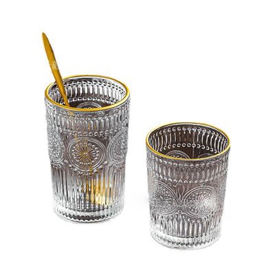 Vintage-Gold-Gedruckte Sonnenblumen-Glas-Wasserbecher Trinkbecher für Kaffeeliebhaber