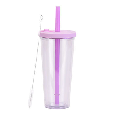 Verkauf Wiederverwendbarer Plastikbecher mit Stroh Custom Logo Mehrfarbiger 24oz Doppelwand Tumbler