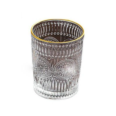 Vintage-Gold-Glasbecher mit Sonnenblumen-Design und Klassischem Stil
