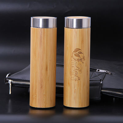 Kaffee-Tee-Wasser Bambus Edelstahl Isolierte Warmwasserflasche 350ml 450ml 500ml
