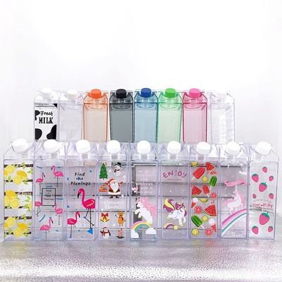 Durchsichtige undichte Tasse 500 ml Plastikflasche Wasser BPA-frei Viereck Milchkarton Form