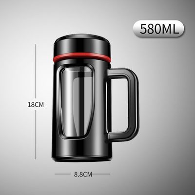 Rutschfeste Handfläche Portable 580ml Glasflasche mit Isolierung und undichtem Design