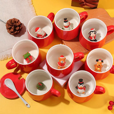 Nachhaltige Weihnachts-Handgemachte Keramik Teetasse 3D-Kaffee-Tasse für Geschenke und Partys