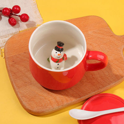 Nachhaltige Weihnachts-Handgemachte Keramik Teetasse 3D-Kaffee-Tasse für Geschenke und Partys