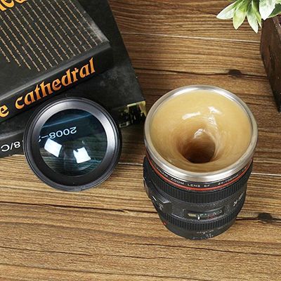 Einzigartige 400ml Isolierte Automatische Dreh-Rührkamera Objektiv Form Kaffeetasse für Tee