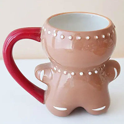 Umweltfreundliche 300 ml Weihnachts-Keramik-Milch-Tasse mit süßen 3D-Cartoon-Tee-Tasse Design