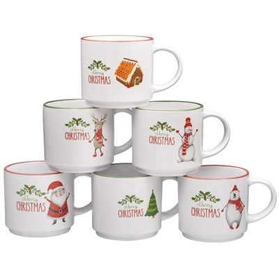 14oz Keramik Kaffeemühle Milchbecher Porzellan Weiß Weihnachts Kaffeemühle mit süßem Design