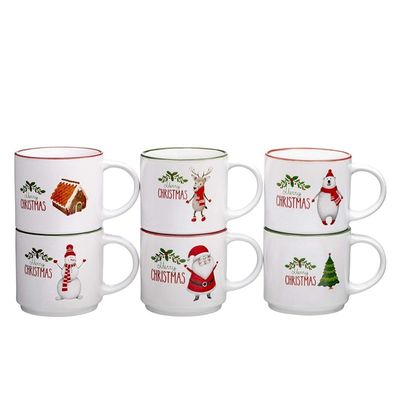 14oz Keramik Kaffeemühle Milchbecher Porzellan Weiß Weihnachts Kaffeemühle mit süßem Design