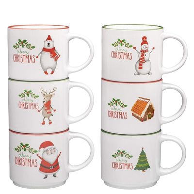 14oz Keramik Kaffeemühle Milchbecher Porzellan Weiß Weihnachts Kaffeemühle mit süßem Design