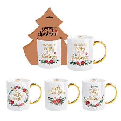 14oz Keramik Kaffeemühle Milchbecher Porzellan Weiß Weihnachts Kaffeemühle mit süßem Design