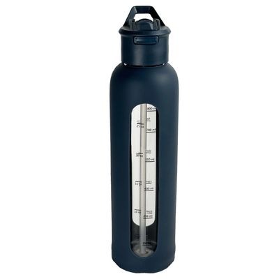 Motivationsflasche aus Glas mit Silikonhüllen und tragbaren Zeitmarker-Erinnerung
