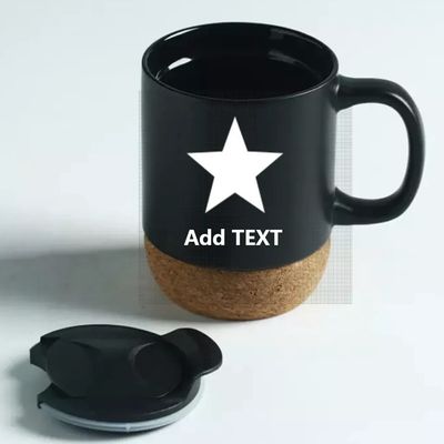 450ml Keramik Weihnachtsbecher mit Deckel Custom Logo Kreativer Kork Boden Becher Weiß Matte