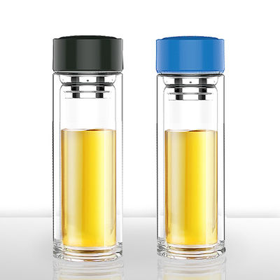 Glaswasserflasche mit Teefilter Tragbares Doppelschichtdesign Borosilikatmaterial