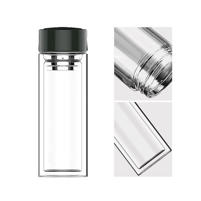 Glaswasserflasche mit Teefilter Tragbares Doppelschichtdesign Borosilikatmaterial