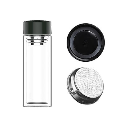 Glaswasserflasche mit Teefilter Tragbares Doppelschichtdesign Borosilikatmaterial