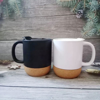 Schwarze Matte Farbe Glasur Keramik Korken Boden Kaffeebecher mit Custom Logo