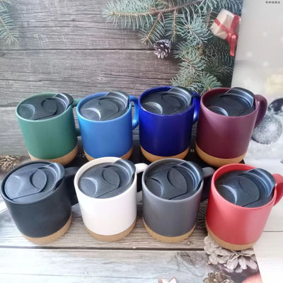 Schwarze Matte Farbe Glasur Keramik Korken Boden Kaffeebecher mit Custom Logo