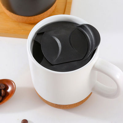14 OZ Korkbasis Steinwaren Matte Custom Design Keramik Kaffeetasse mit PP-Deckel und langlebig